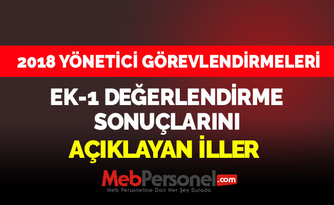2018 Yönetici Görevlendirme EK-1 Değerlendirme Sonuçlarını Açıklayan İller (80 İL)