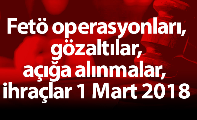 Fetö operasyonları, gözaltılar, açığa alınmalar, ihraçlar 1 Mart 2018
