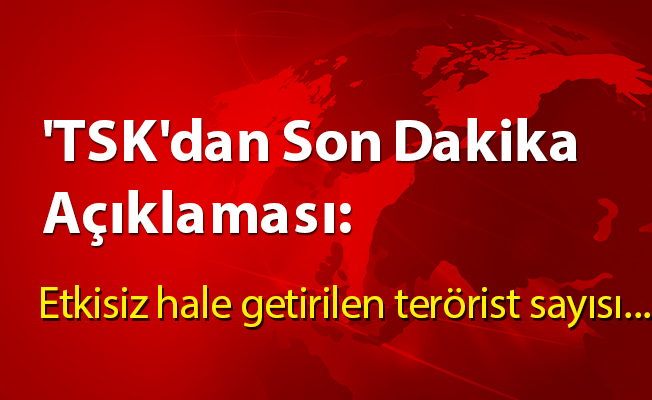 TSK'dan Son Dakika Açıklaması: Etkisiz hale getirilen terörist sayısı...