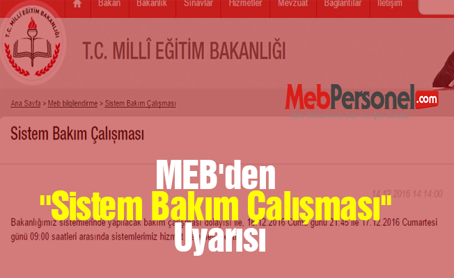 MEB'den ''Sistem Bakım Çalışması'' Uyarısı