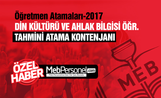  Din Kültürü ve Ahlak Bilgisi Öğretmenliği Tahmini Atama Kontenjanı