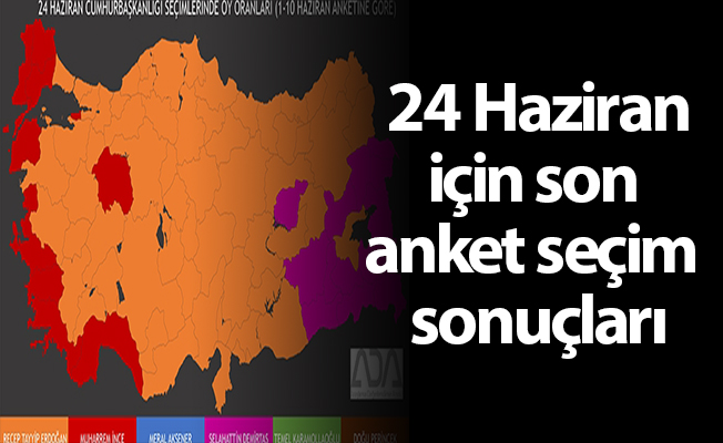 24 Haziran için son  anket seçim sonuçları