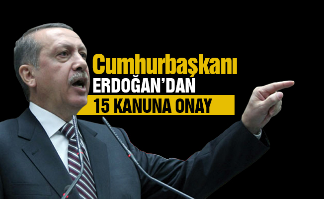 Cumhurbaşkanı Erdoğan'dan 15 kanuna onay