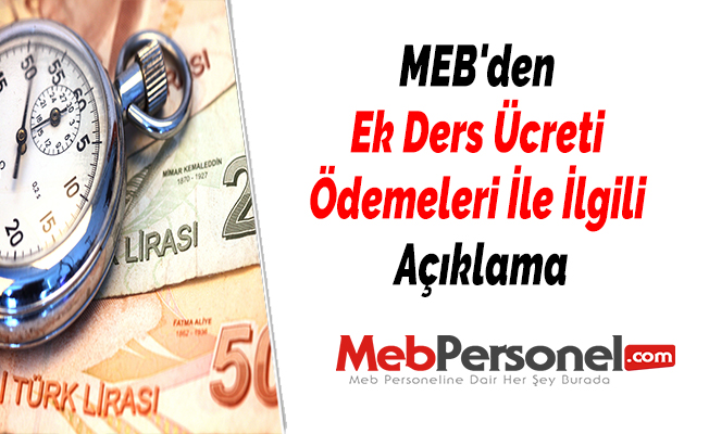 MEB'den Ek Ders Ücreti Ödemeleri İle İlgili Açıklama