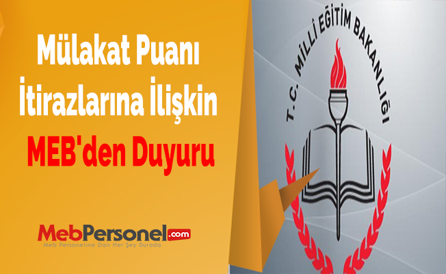 Mülakat Puanı İtirazlarına İlişkin MEB'den Duyuru