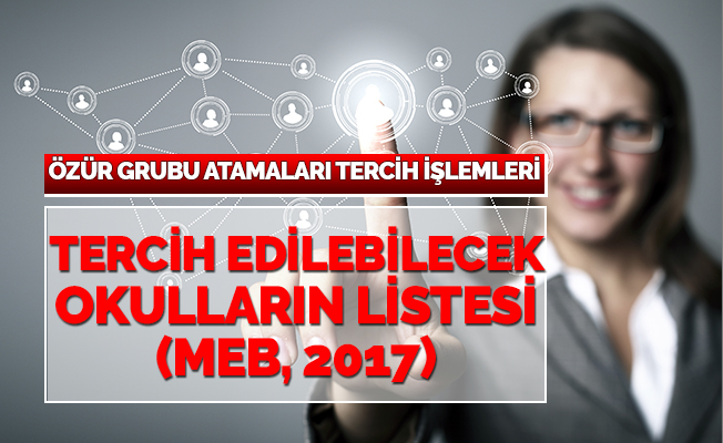 2017 Özür Grubu Tercih Edilebilecek Okulların Listesi Yayımlandı
