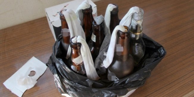 Okul bahçesinde 7 adet molotofkokteyli bulundu