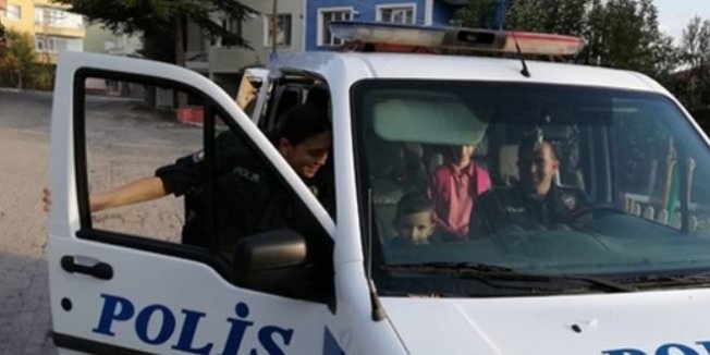 Polis otosuyla okula gitme hayali gerçek oldu