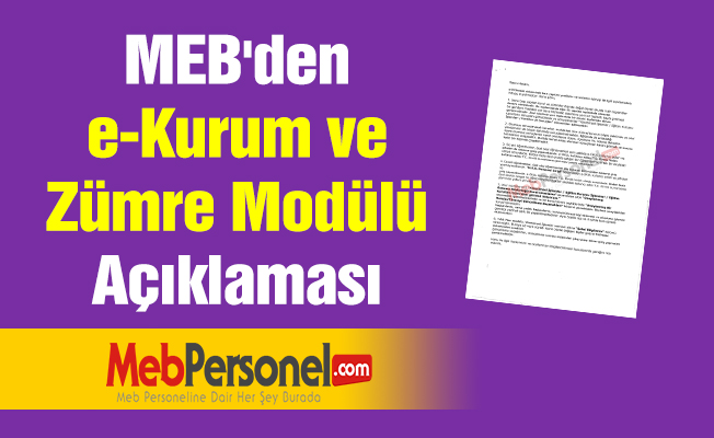 MEB'den e-Kurum ve Zümre Modülü Açıklaması