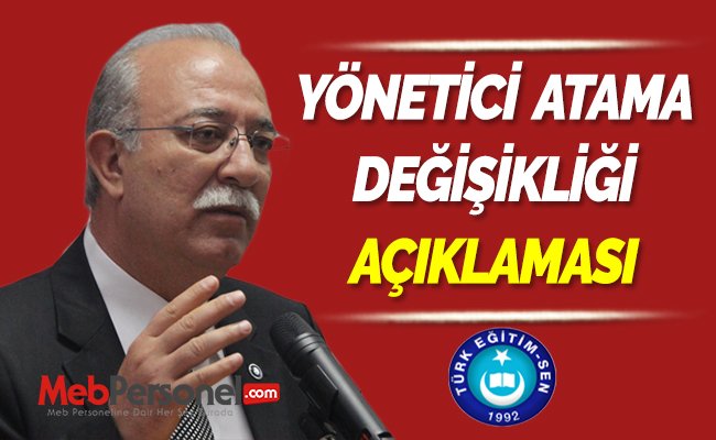 YÖNETİCİ ATAMA DEĞİŞİKLİĞİ AÇIKLAMASI