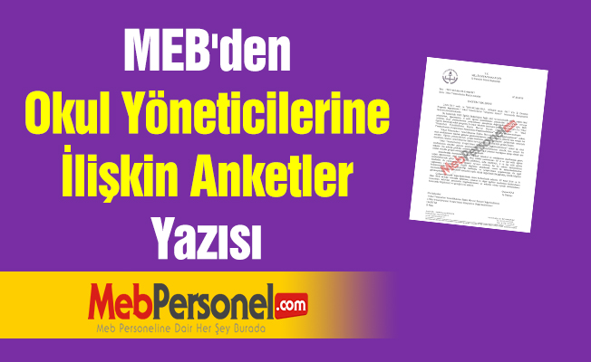 MEB'den ''Okul Yöneticilerine İlişkin Anketler'' Yazısı