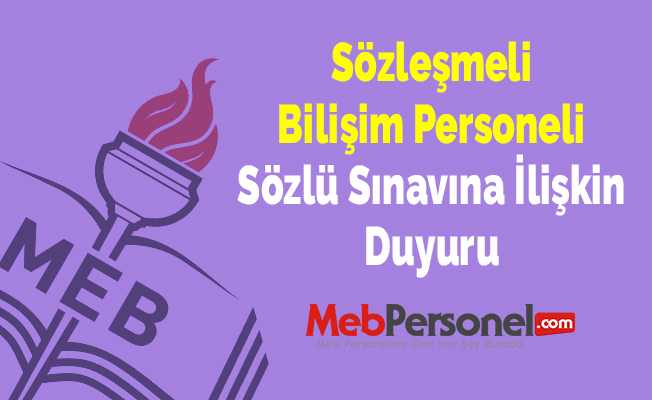 Sözleşmeli Bilişim Personeli Sözlü Sınavına İlişkin Duyuru