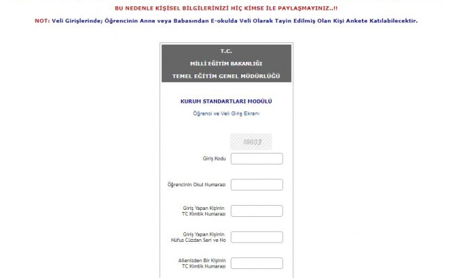 İlköğretim Kurumları Standartları (İKS) Öğrenci ve Veli Girişi Ekranı (MEB 2019)