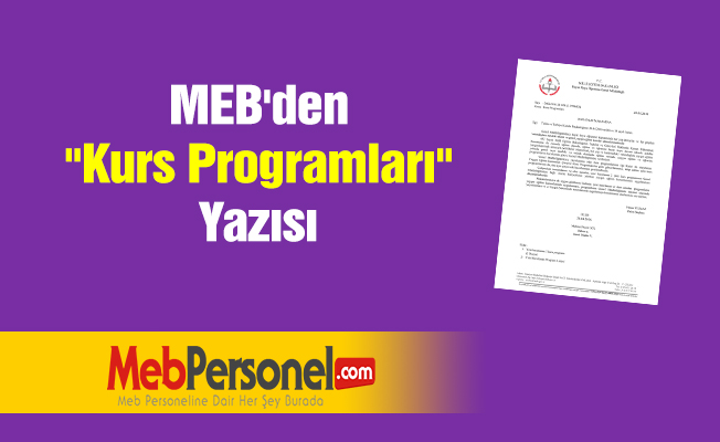 MEB'den ''Kurs Programları'' Yazısı