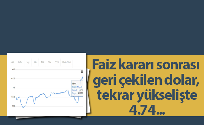 Faiz kararı sonrası geri çekilen dolar, tekrar yükselişte