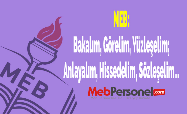 MEB: Bakalım, Görelim, Yüzleşelim; Anlayalım, Hissedelim, Sözleşelim...