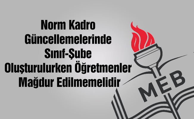 TES: Norm Kadro Güncellemelerinde Sınıf-Şube Oluşturulurken Öğretmenler Mağdur Edilmemelidir