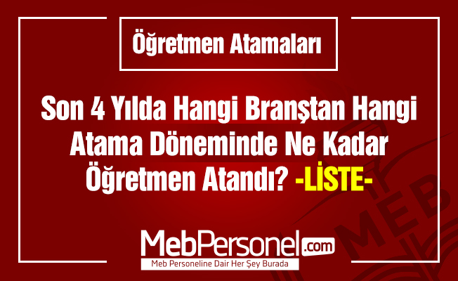 2015'ten Bu Yana Hangi Branştan Kaç Öğretmen Atandı? (TABLO)