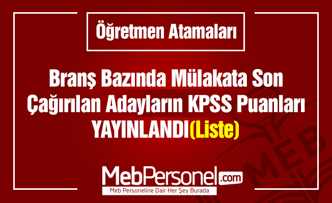 Öğretmen mülakat taban puanları yayınlandı