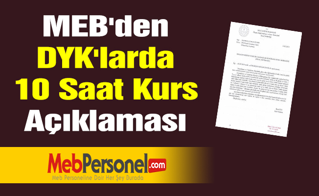 MEB'den ''DYK'larda 10 Saat Kurs'' Açıklaması