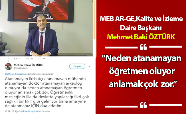 MEB Daire Başkanı: Neden atanamayan öğretmen oluyor anlamak çok zor..