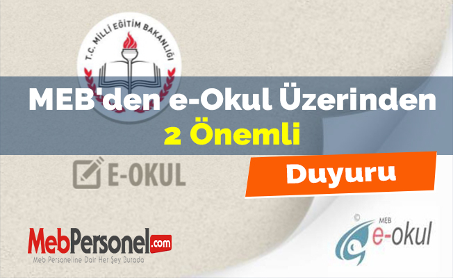 MEB'den e-Okul Üzerinden 2 Önemli Duyuru