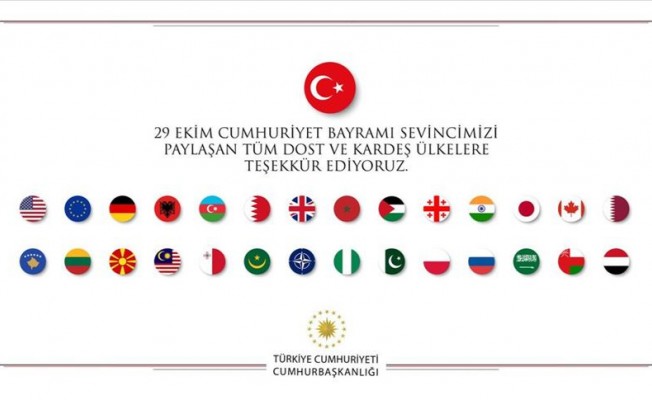 Cumhuriyet Bayramı'nı kutlayan ülkelere 'teşekkür'