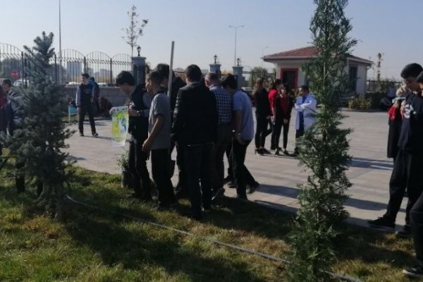 Öğrenciler okullarının bahçesini ağaçlandırdı