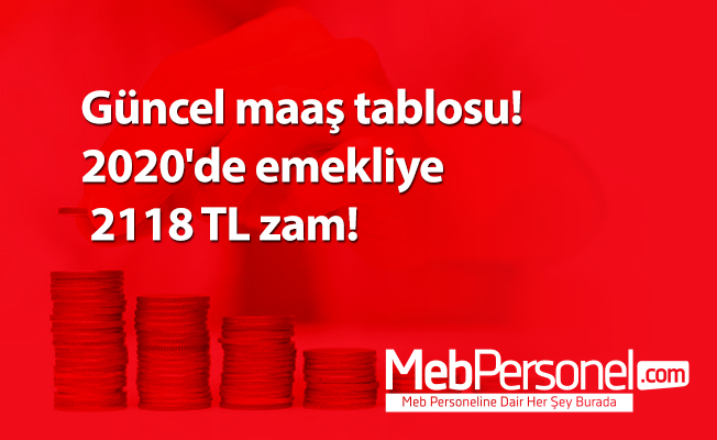 Güncel maaş tablosu! 2020'de emekliye 2118 TL zam!