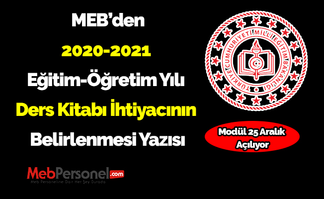 MEB'den 2020 2021 Eğitim Öğretim Yılı Ders Kitabı İhtiyacının Belirlenmesi Yazısı