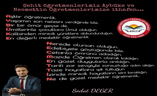 Şehit öğretmenlerimiz Aybüke ve Necmettin Öğretmenlerimize ithafen...