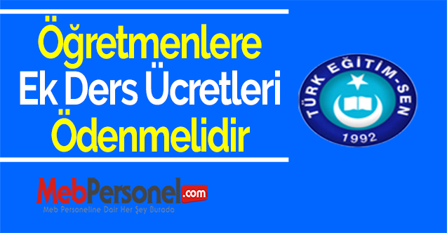 Türk Eğitim-Sen: "Öğretmenlere Ek Ders Ücretleri Ödenmelidir''
