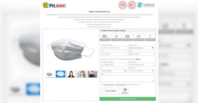 PTT tüm Türkiye'de ücretsiz maske dağıtımına başlıyor