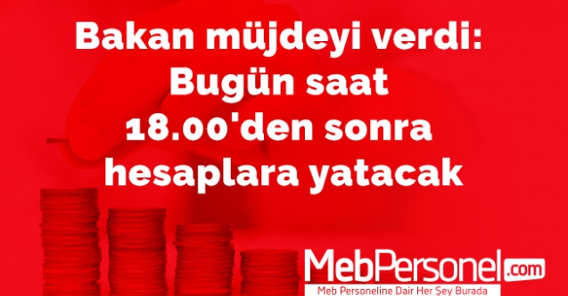 Bakan müjdeyi verdi: Bugün saat 18.00'den sonra hesaplara yatacak