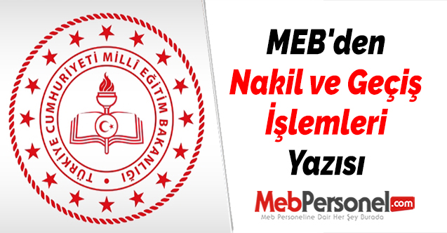 MEB'den Nakil ve Geçiş İşlemleri Yazısı