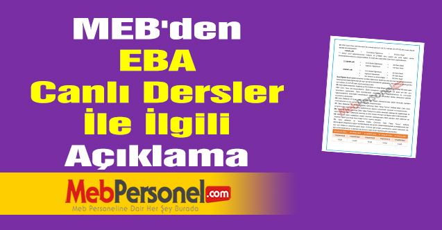 MEB'den EBA Canlı Dersler İle İlgili Açıklama