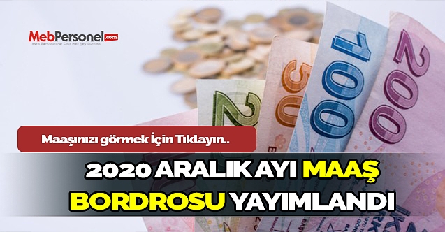Aralık Ayı Maaş Bordrosu Yayımlandı