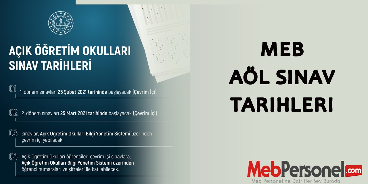 Aöl sınav tarihleri ne zaman ? MEB AÖL sınav tarihlerini açıkladı