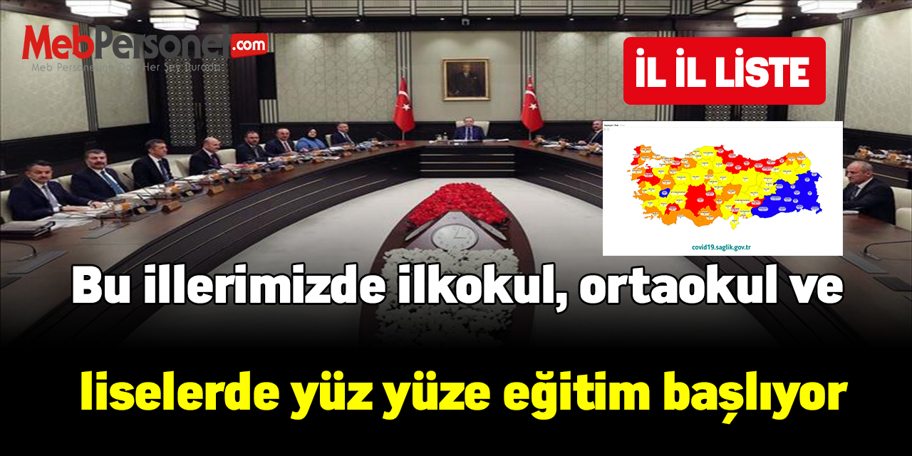 Bu illerimizde ilkokul, ortaokul ve liselerde yüz yüze eğitim başlıyor