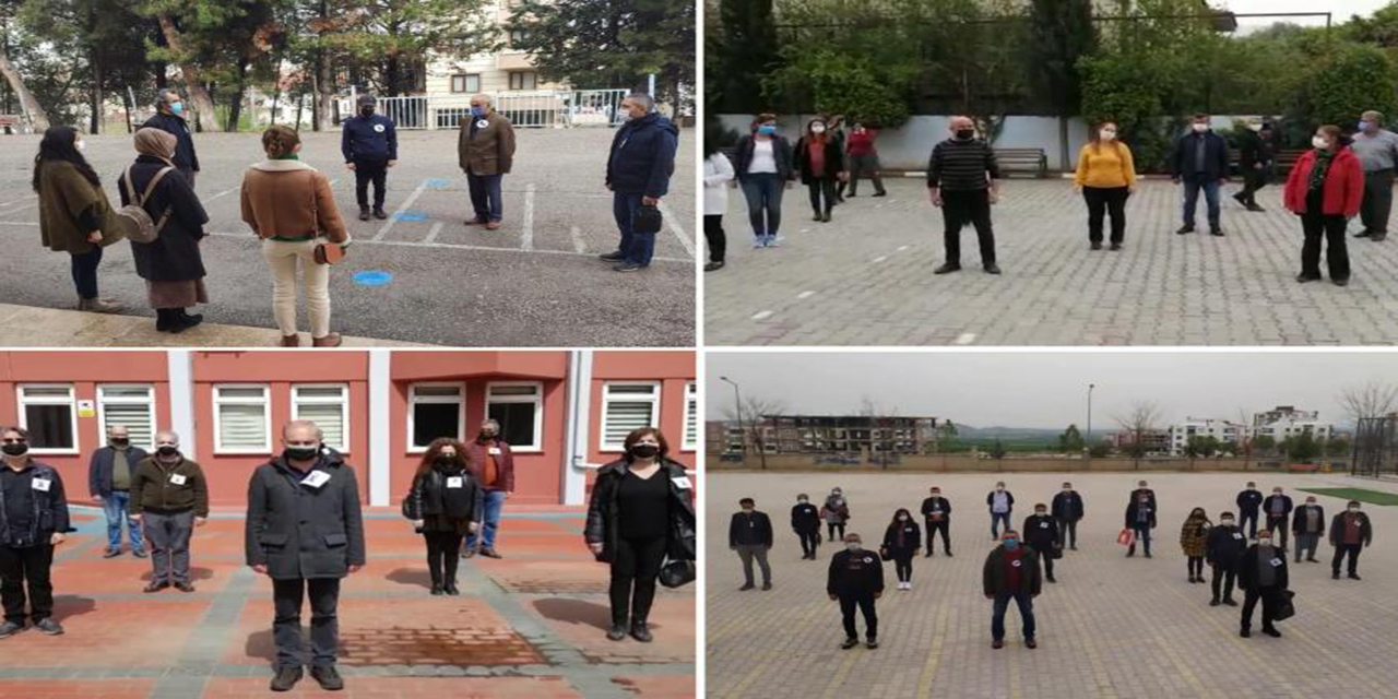 Kovid-19'dan yaşamını yitiren eğitim emekçileri için saygı duruşunda bulunuldu