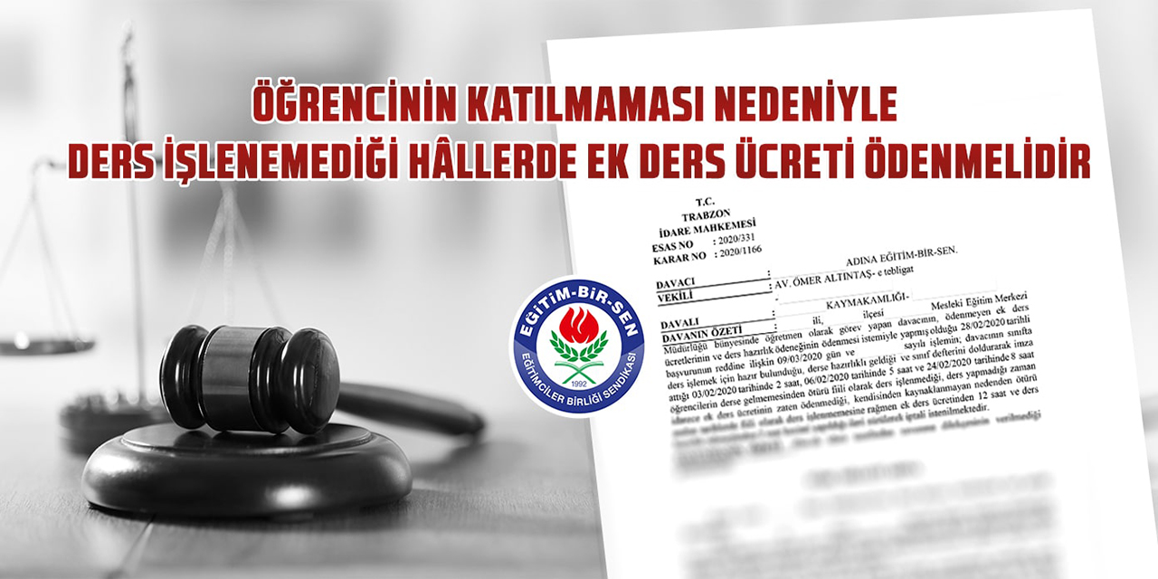 Eğitim Bir Sen'den Kesilen Ek Ders Açıklaması