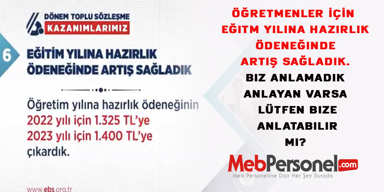 EBS: Öğretmenler için Eğitim yılına hazırlık ödeneğine artış sağladık.