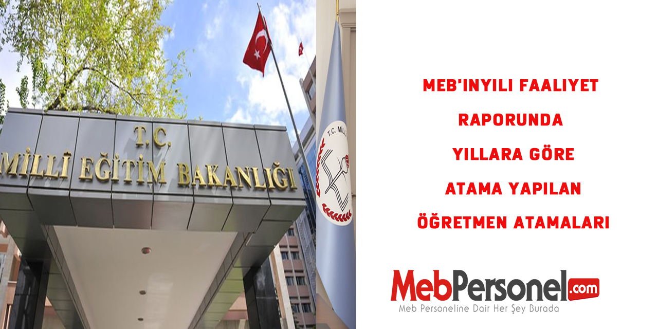MEB'in 2020 yılı faaliyet raporunda Yıllara göre atama yapılan öğretmen atamaları