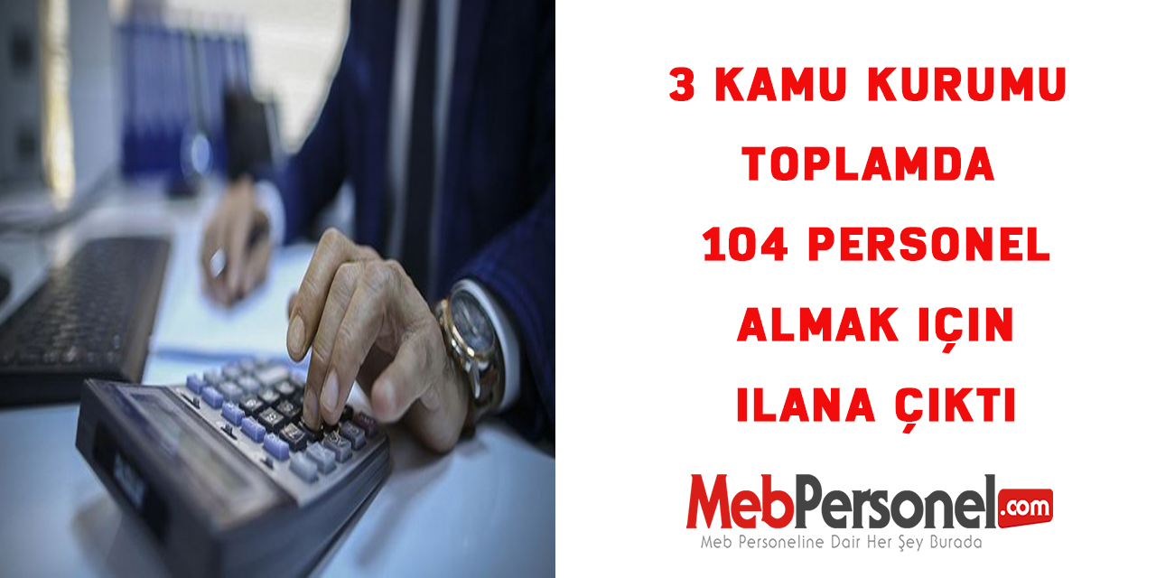 3 Kamu Kurumu toplamda 104 personel almak için ilana çıktı