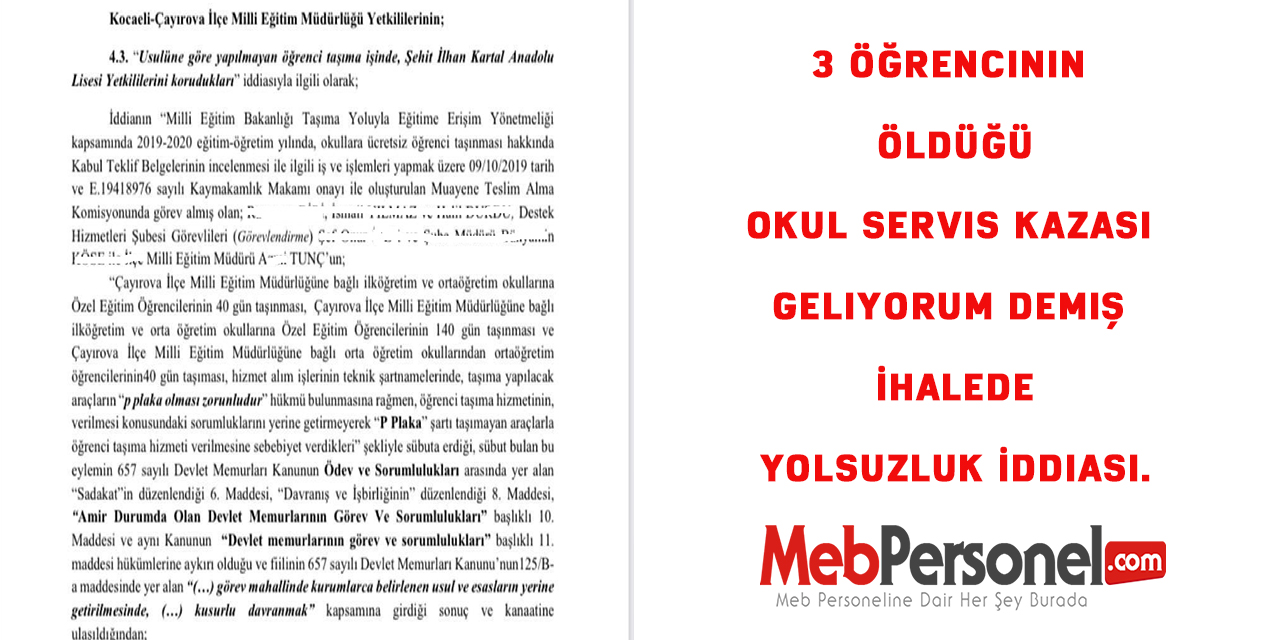 3 Öğrencinin öldüğü Okul Servis Kazası Geliyorum Demiş İhalede Yolsuzluk İddiası