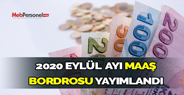 2020 Yılı Eylül Ayı Bordrosu Yayımlandı