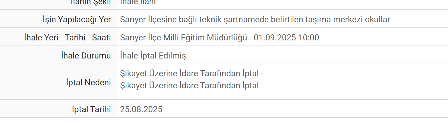 Sarıyer İlçe Müdürlüğü İptal Ettiği İhaleyi Pazarlık Usulüyle Yüzde 2 Kırımla Vermiş: İşte Belgeler!