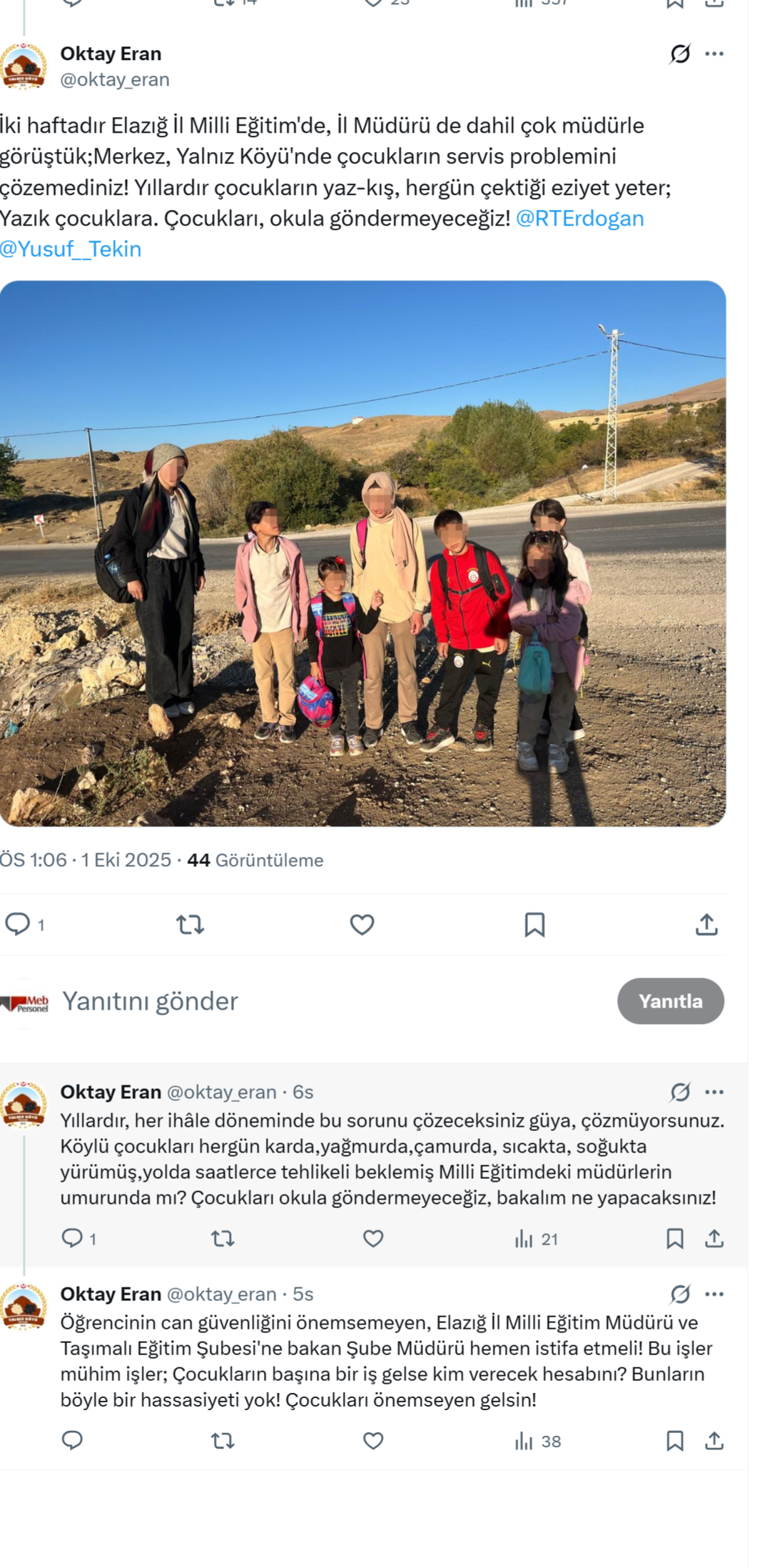 Öğrenci Taşıma Sorunu: Elazığ İl Milli Eğitim Müdürü Beraat Şahin’e İstifa Çağrısı