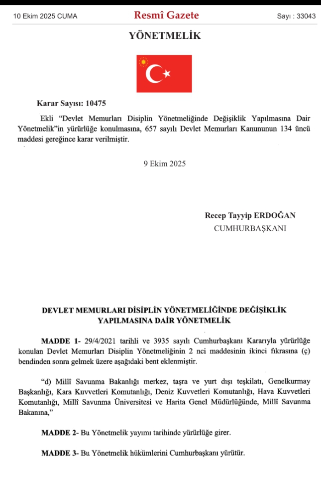 Resmi Gazete'de Yayımlandı: Devlet Memurları Disiplin Yönetmeliği'nde Önemli Değişiklik