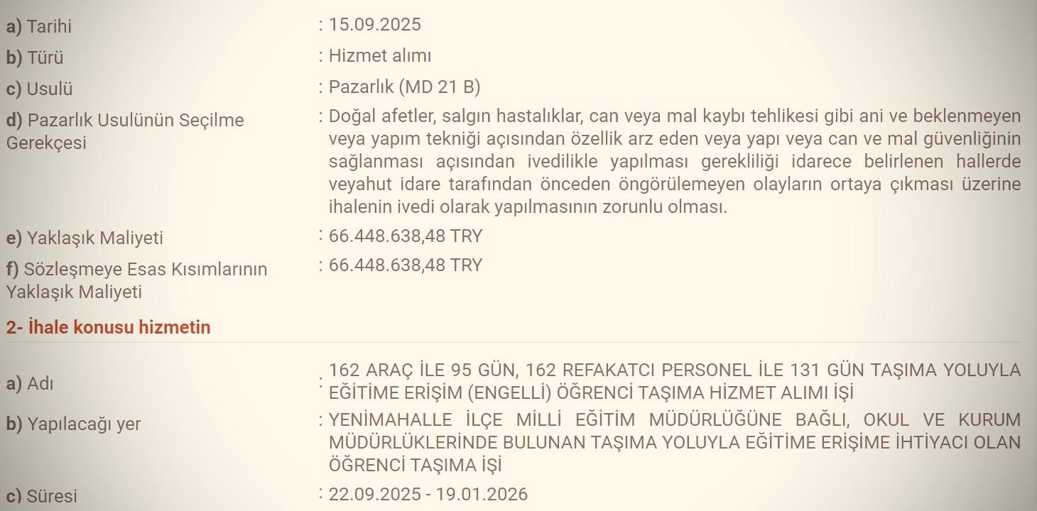 Milyonluk Ankara Yenimahalle İlçe Millî Eğitim Müdürlüğü Taşıma İhalesinde Cevap Bekleyen Sorular